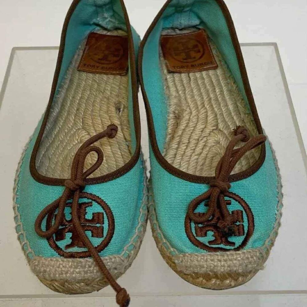 Tory Burch Designer Espadrilles Women's Blue Moccasin Flats - Size 5